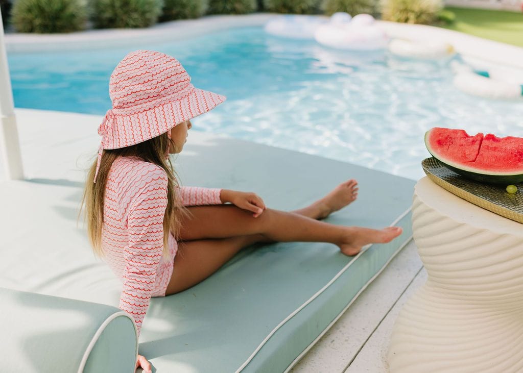 Acorn Kids Accessories Hats Pink Ripples Wide Brim Swim Hat