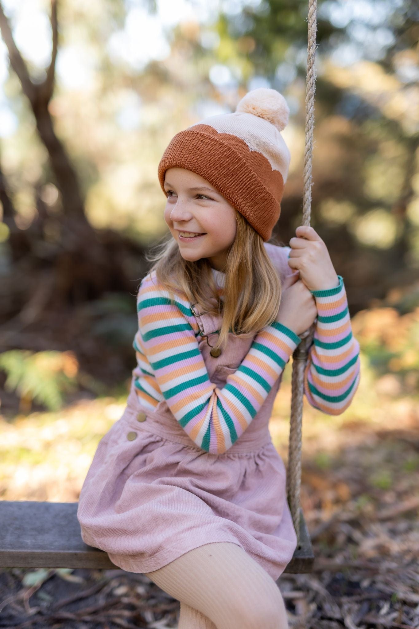 Acorn Kids Accessories Hats Scalloped Merino Beanie Caramel