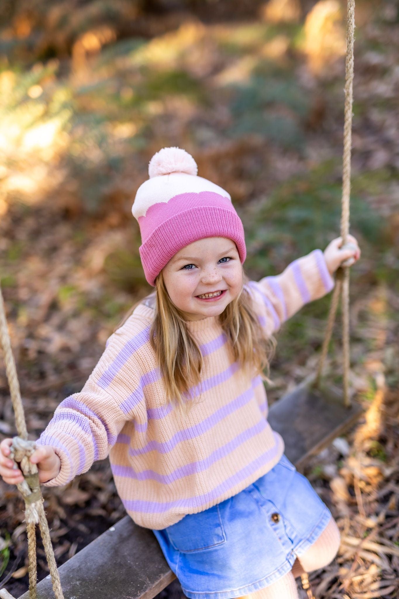 Acorn Kids Accessories Hats Scalloped Merino Beanie Pink