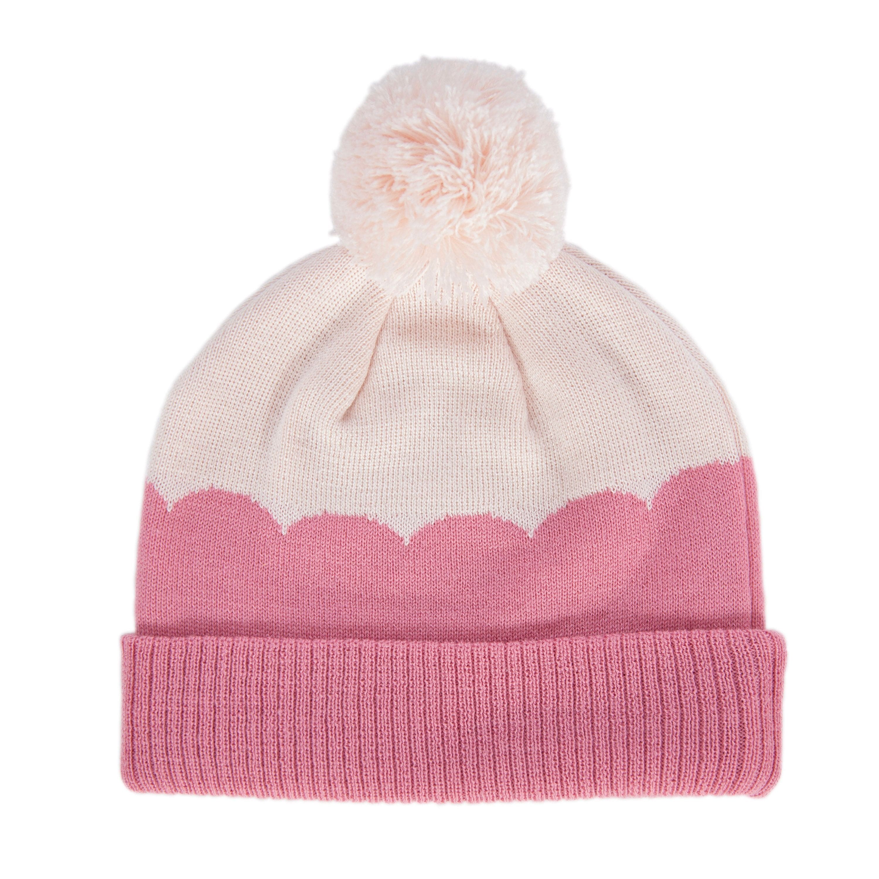 Acorn Kids Accessories Hats Scalloped Merino Beanie Pink