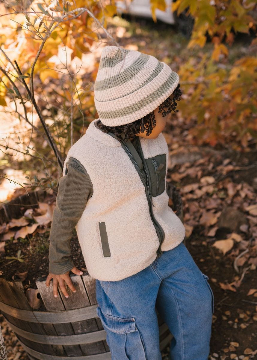 Acorn Kids Accessories Hats Tokyo Merino Beanie - Sage Stripe