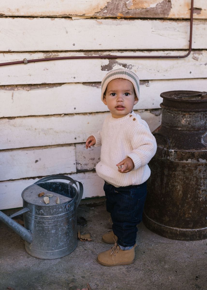 Acorn Kids Accessories Hats Tokyo Merino Beanie - Sage Stripe