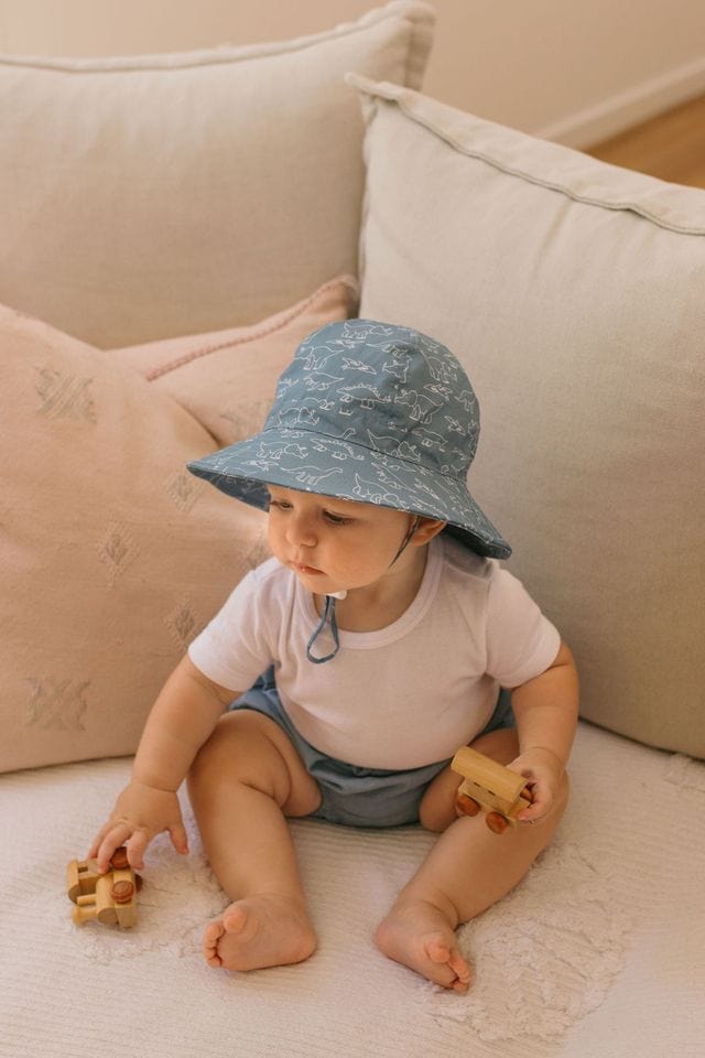 Acorn Kids Accessories Hats XS (0-9M) Sketch-a-Saurus Wide Brim Infant Hat