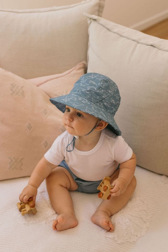 Acorn Kids Accessories Hats XS (0-9M) Sketch-a-Saurus Wide Brim Infant Hat