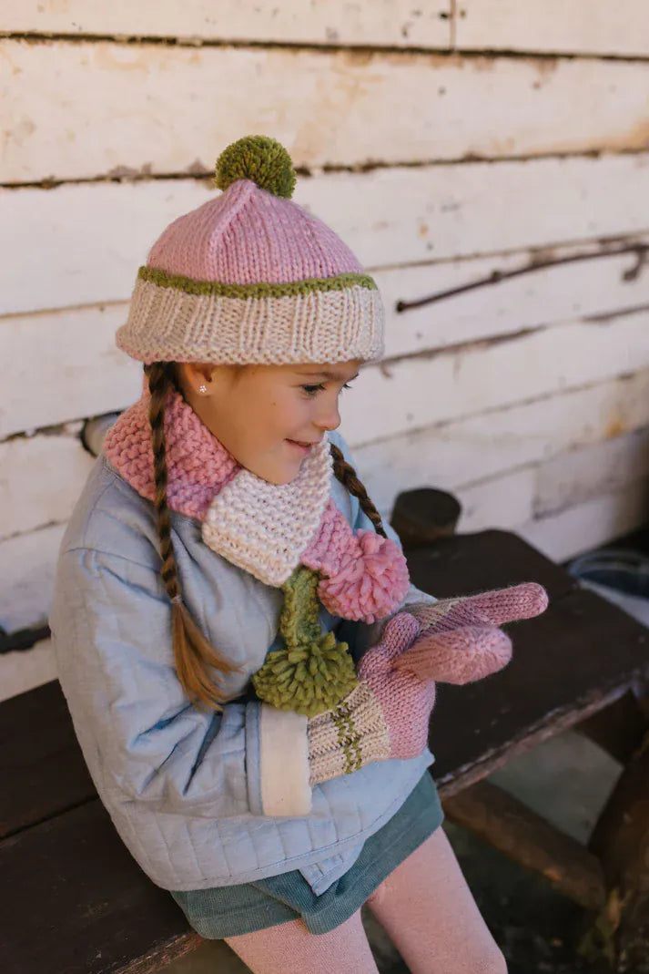 Acorn Kids Children Accessories Teddy Mittens Pink & Green
