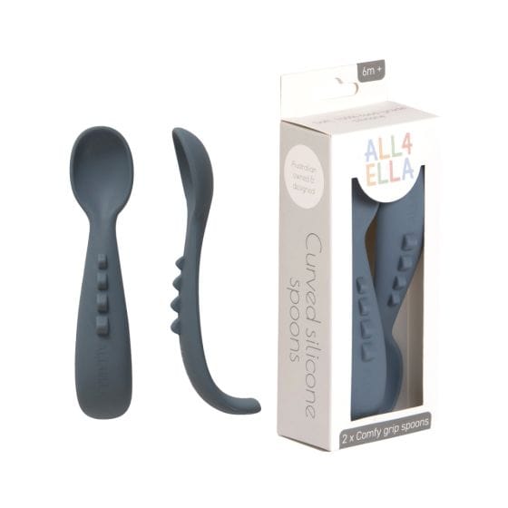 All4Ella Feeding Comfy Grip Silicone Spoons - 2 Pack