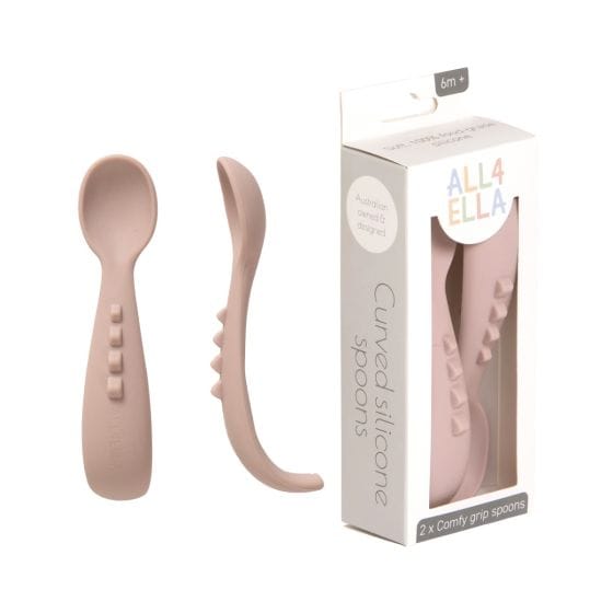 All4Ella Feeding Comfy Grip Silicone Spoons - 2 Pack