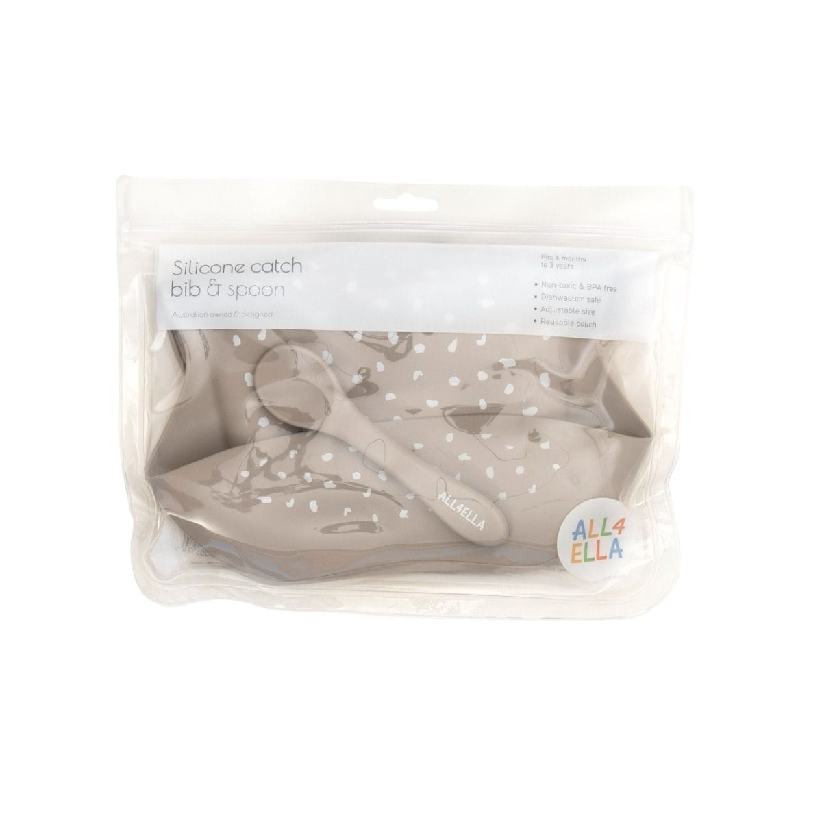 All4Ella Feeding Silicone Bib with Spoon