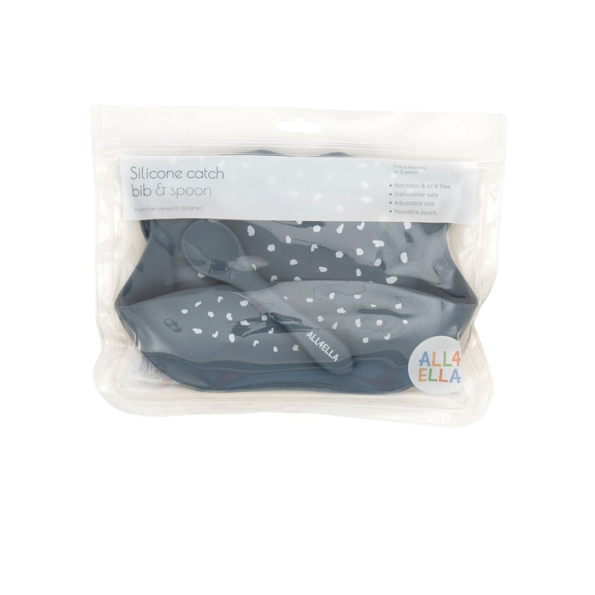All4Ella Feeding Silicone Bib with Spoon