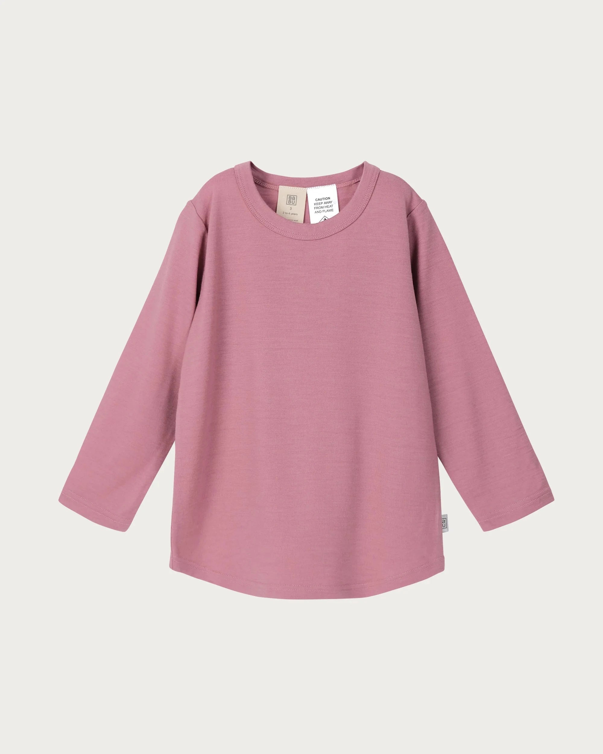 Babu Girls Tee 3Y Merino Long Sleeve Tee - Blossom