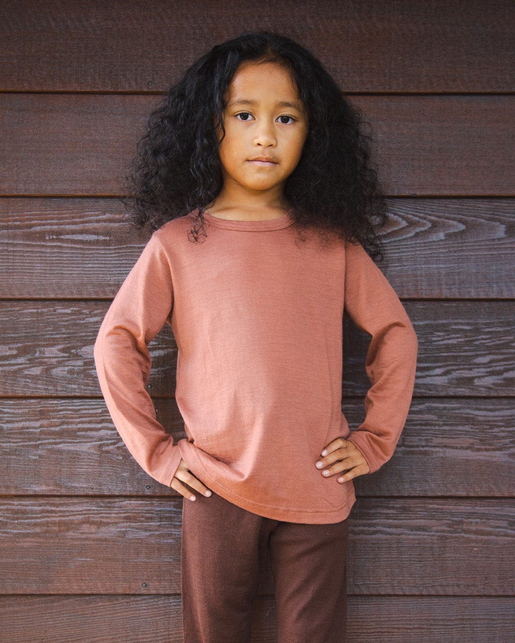 Babu Girls Top Merino Long Sleeve Tee - Rose