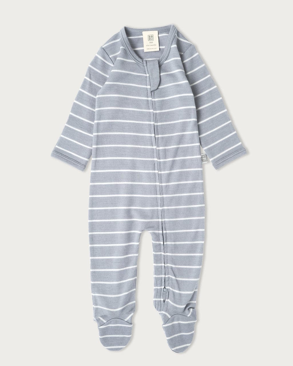 Babu Unisex Onesie Periwinkle Stripe / NB Merino Footed Onesie