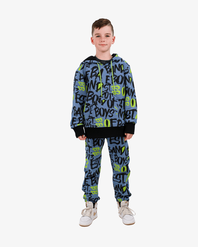 Band of Boys Boys Jumper Blue BOB Graffiti Hood