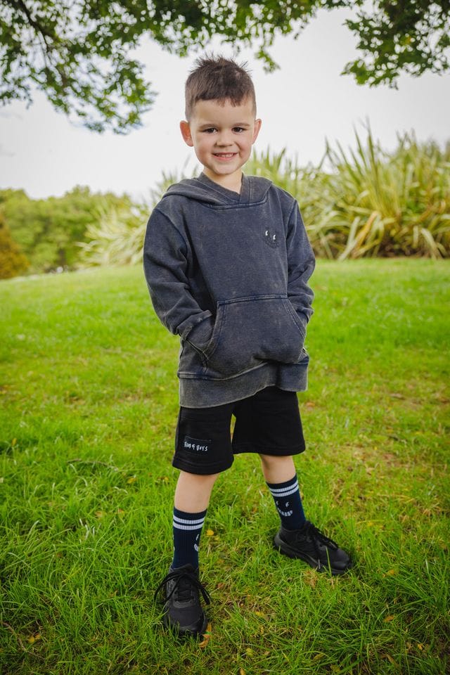 Band of Boys Boys Jumper Navy Wash Burger Repeat Hood