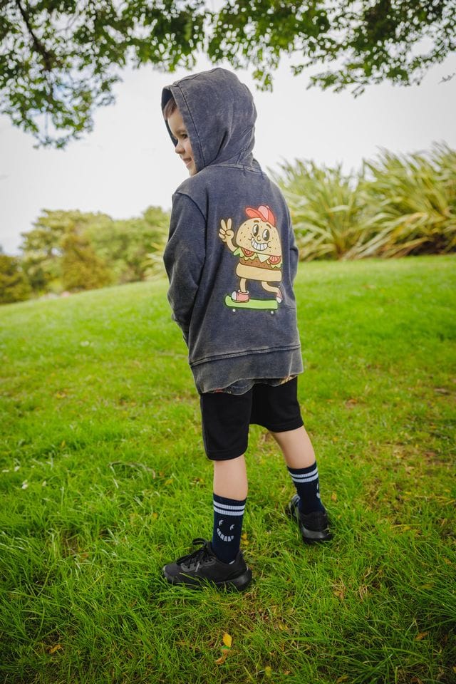 Band of Boys Boys Jumper Navy Wash Burger Repeat Hood