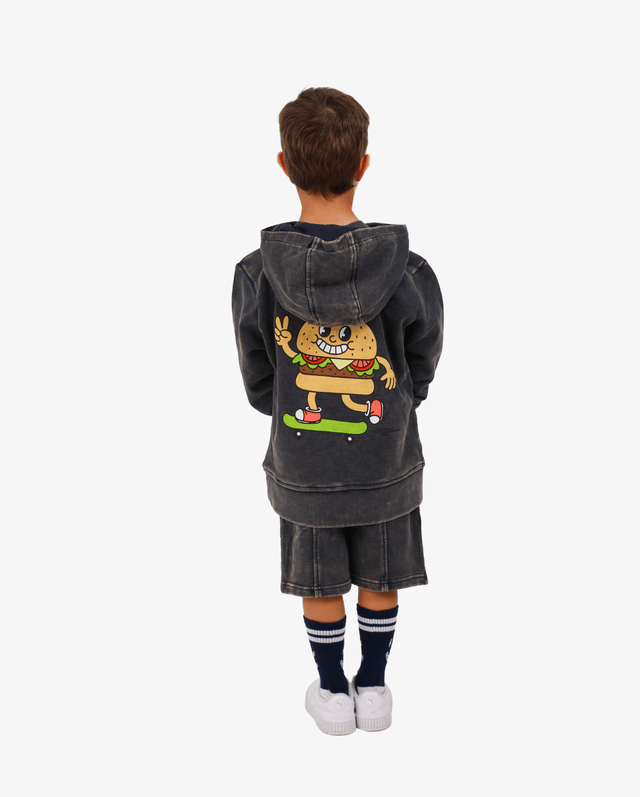 Band of Boys Boys Jumper Navy Wash Burger Repeat Hood