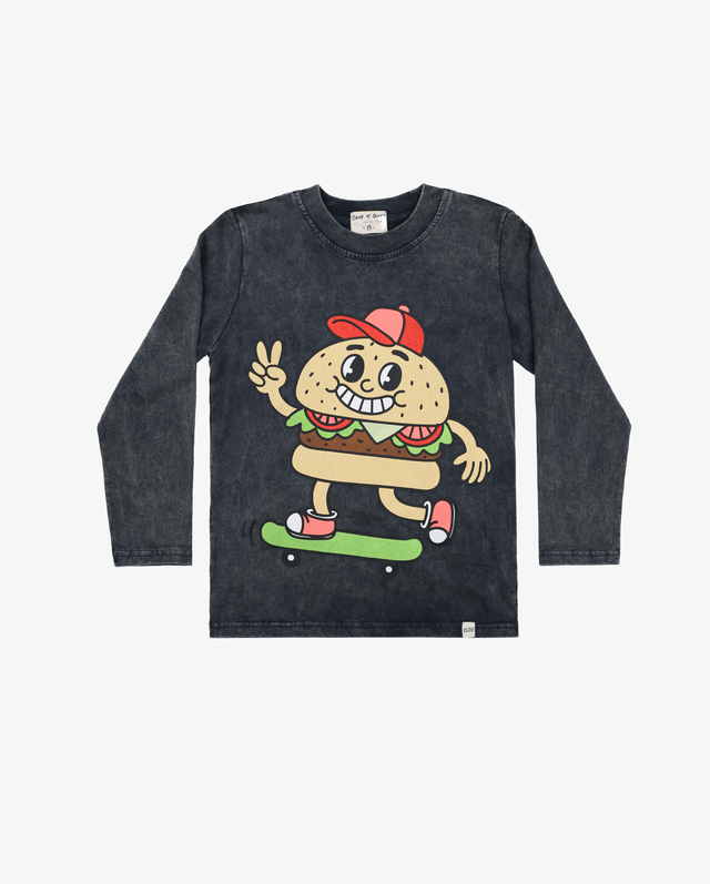 Band of Boys Boys Tops Navy Wash Burger LS Tee