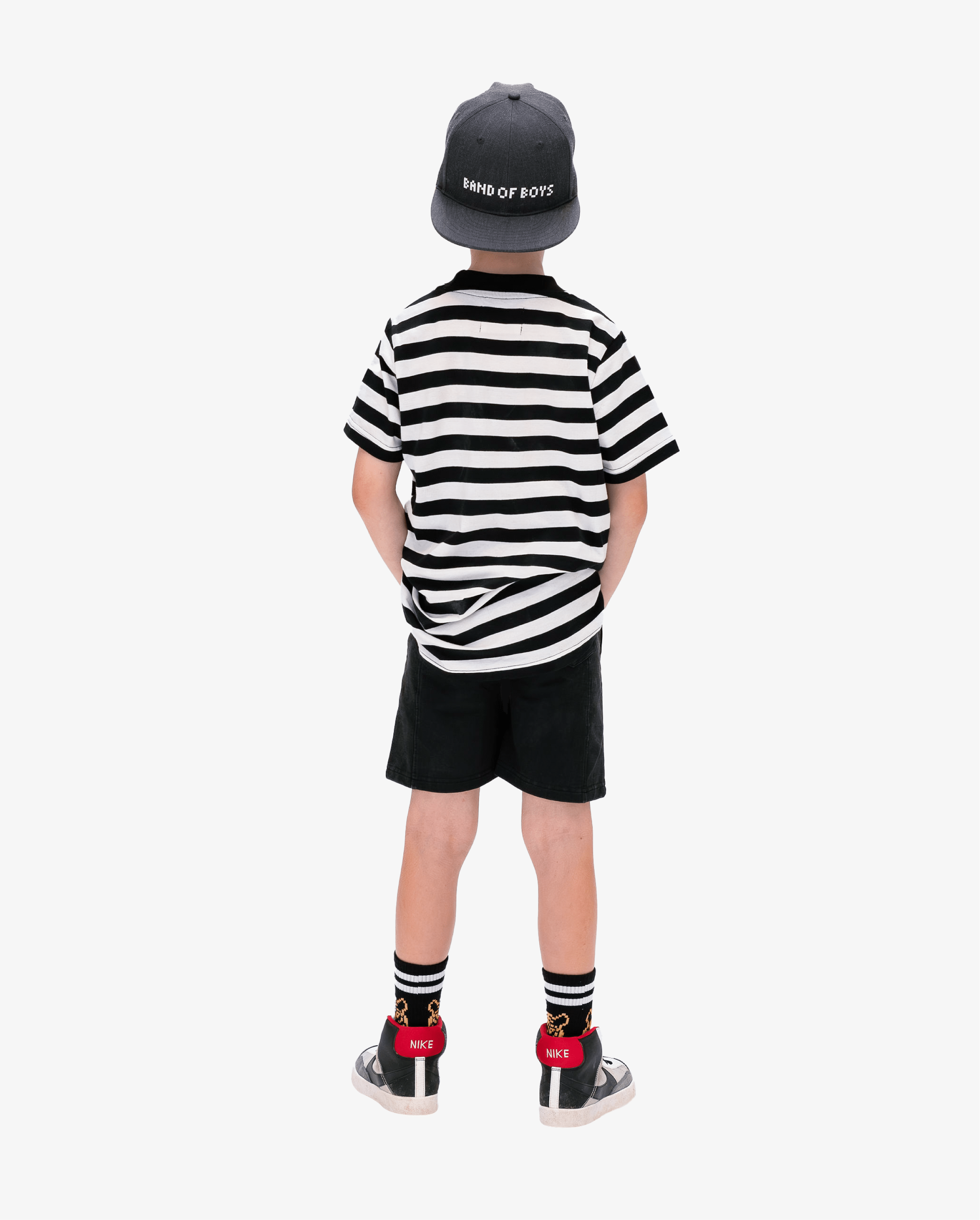 Band of Boys Hats OS Charcoal BOB Pixelated Flat Peak Cap