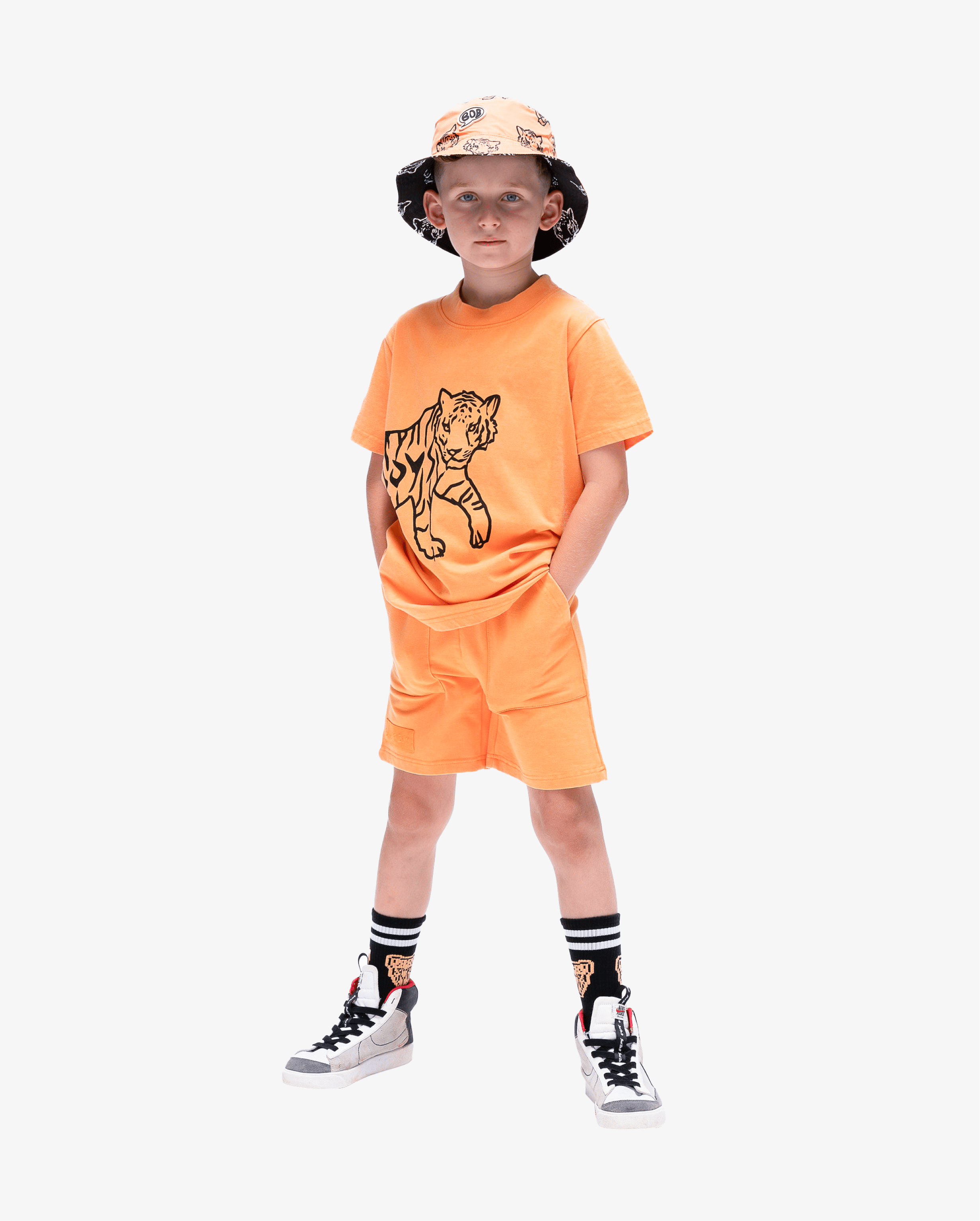 Band of Boys Hats OS Tiger Repeat Reversible Bucket Hat