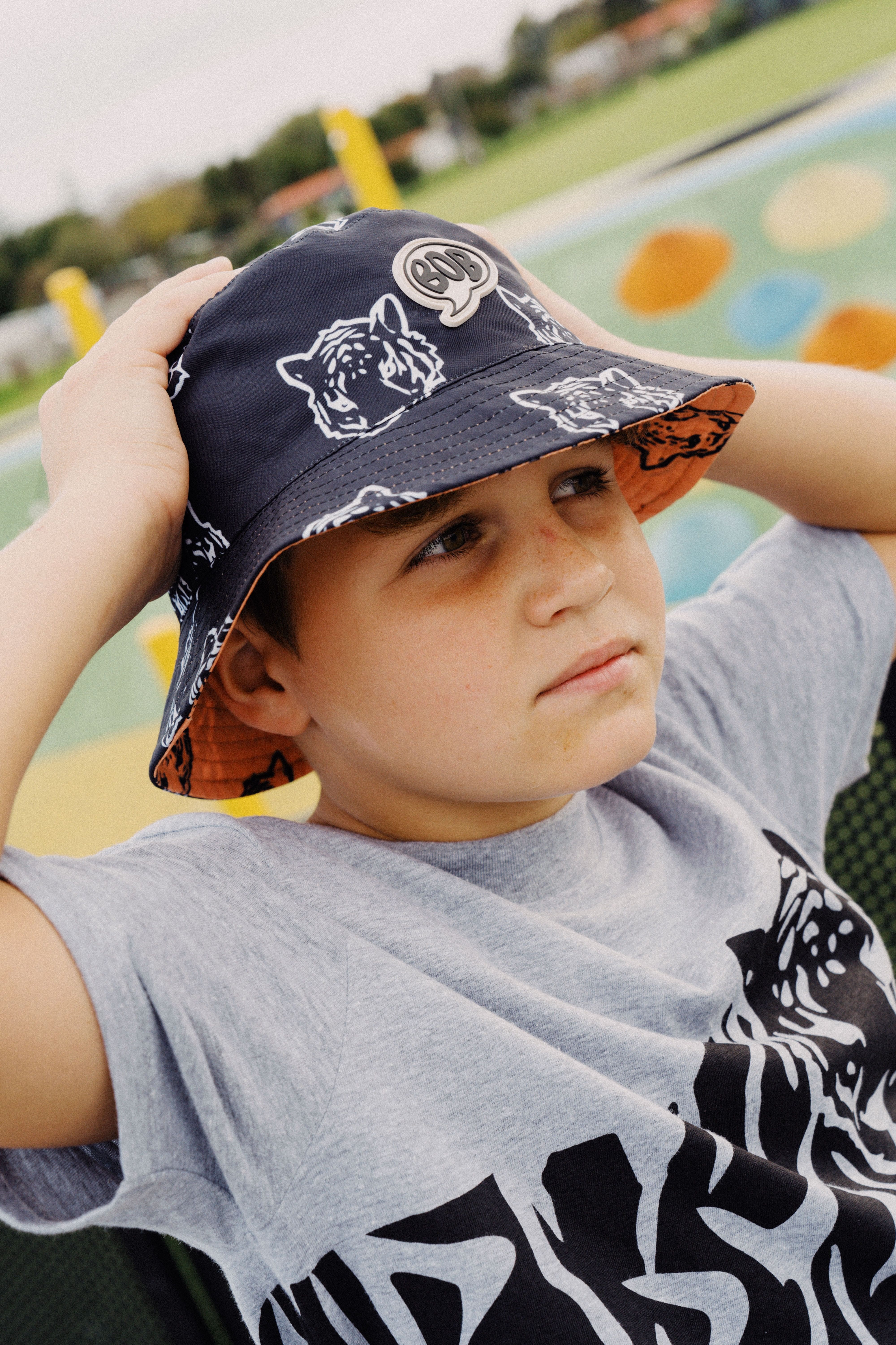 Band of Boys Hats OS Tiger Repeat Reversible Bucket Hat