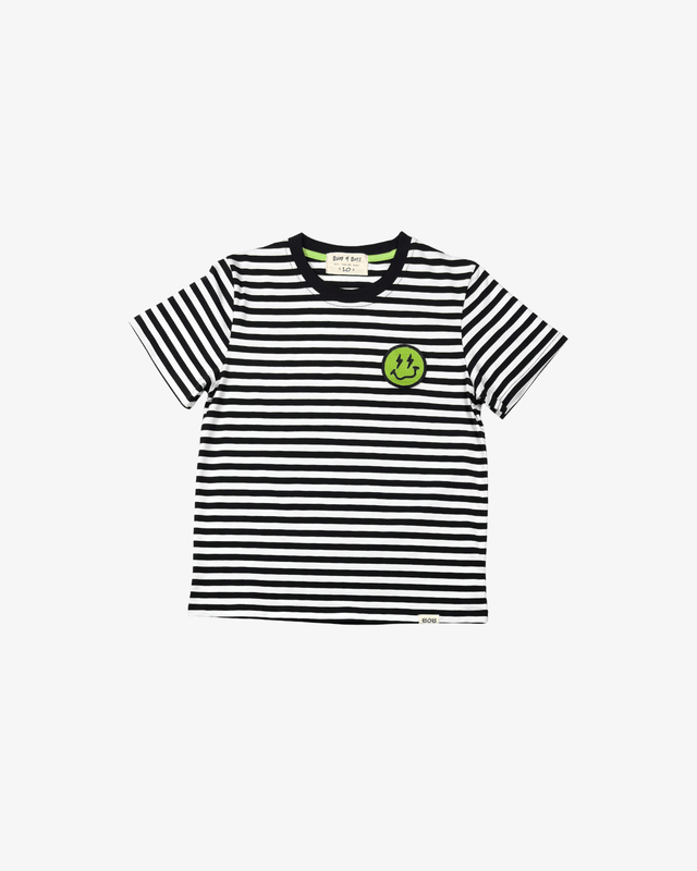 Band of Boys Tees Black Striped Smiley Tee