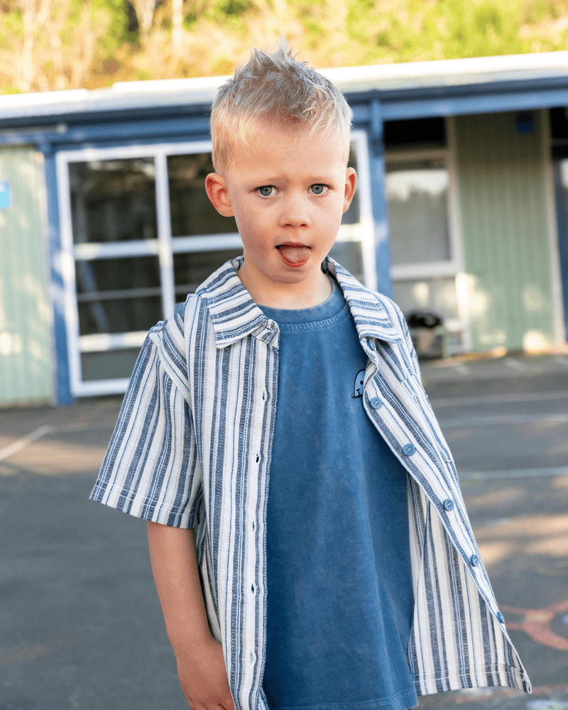 Band of Boys Tees Blue Retro Stripe Shirt