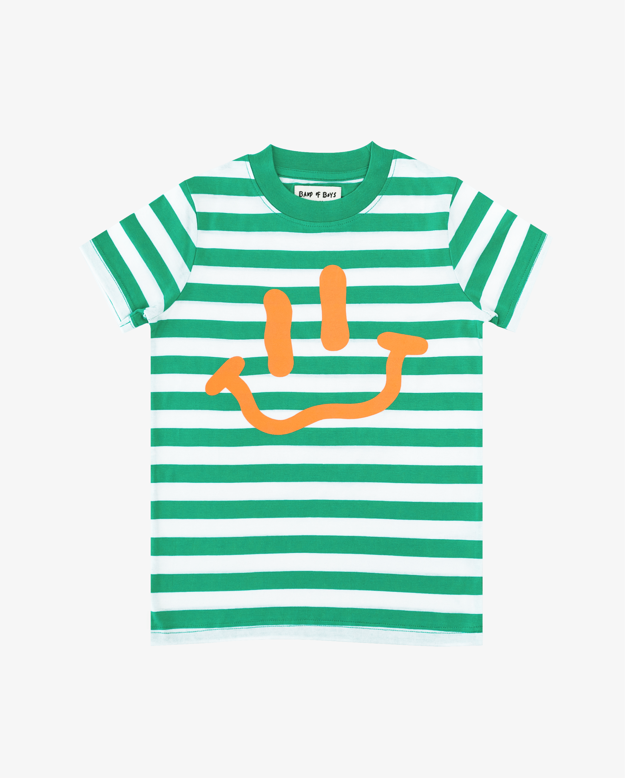 Band of Boys Tees Green Striped Smile Tee