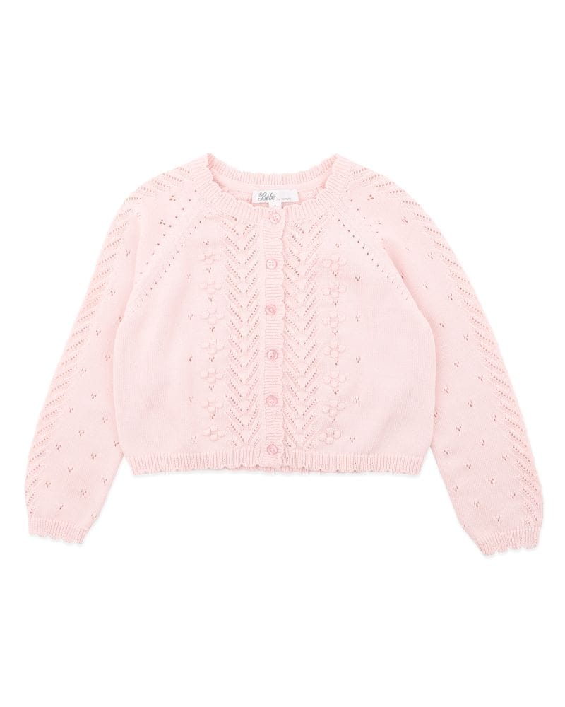 Bebe by Minhaha Girls Jumper 2Y Girls Organic Pink Pointelle Cardi