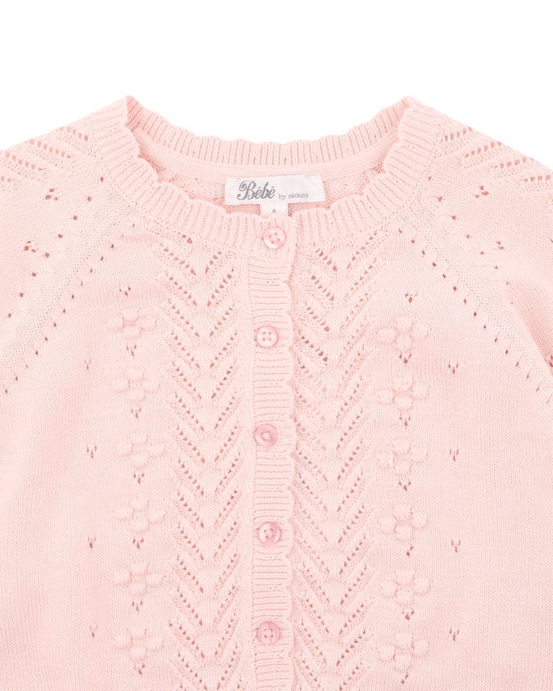 Bebe by Minhaha Girls Jumper Girls Organic Pink Pointelle Cardi