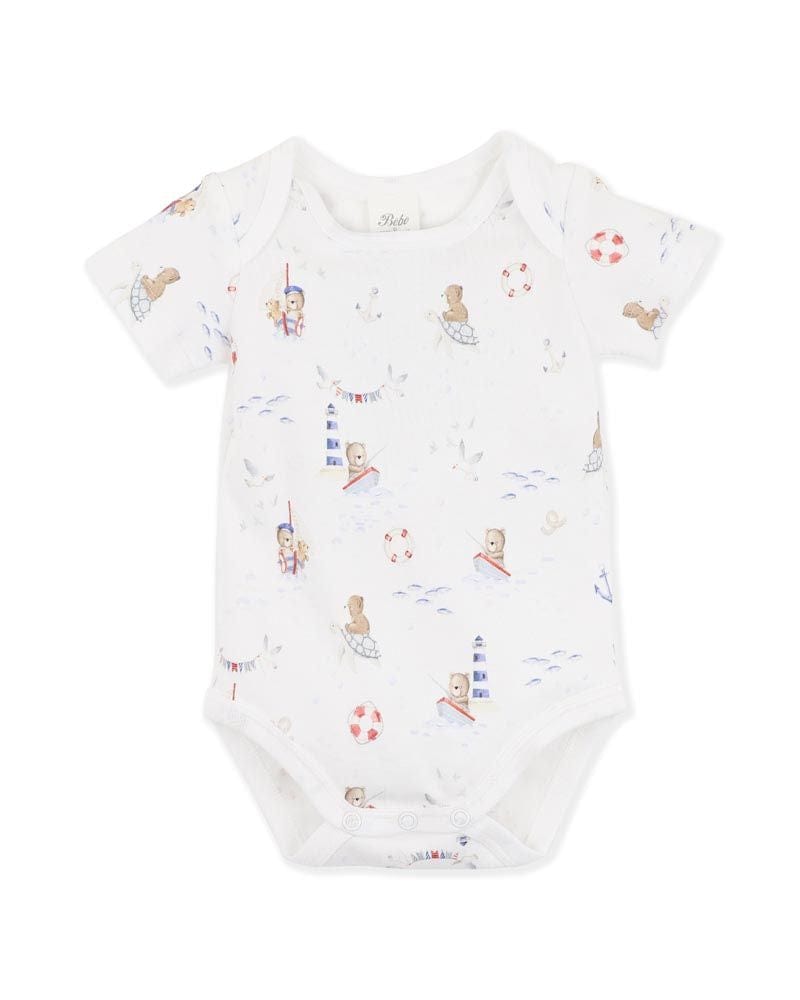 Bebe by Minihaha Boys All In Ones NB Axel Print Organic Bodysuit