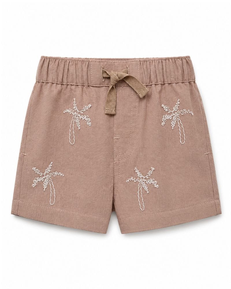 Bebe by Minihaha Boys Bottoms Max Palm Embroidered Shorts