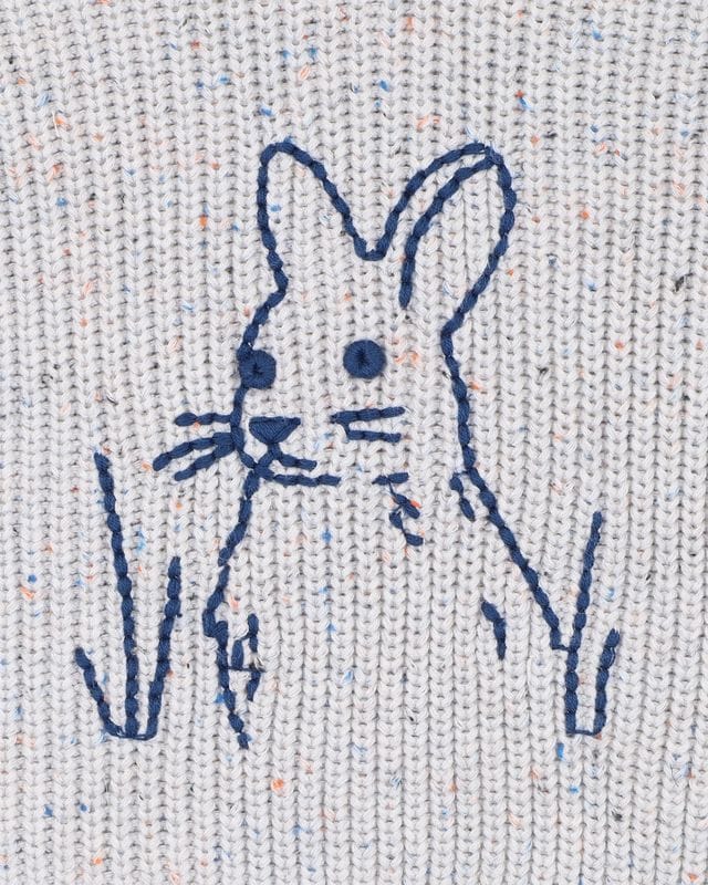 Bebe by Minihaha Boys Jumper Bunny Hand Embroidered Knit Jumper