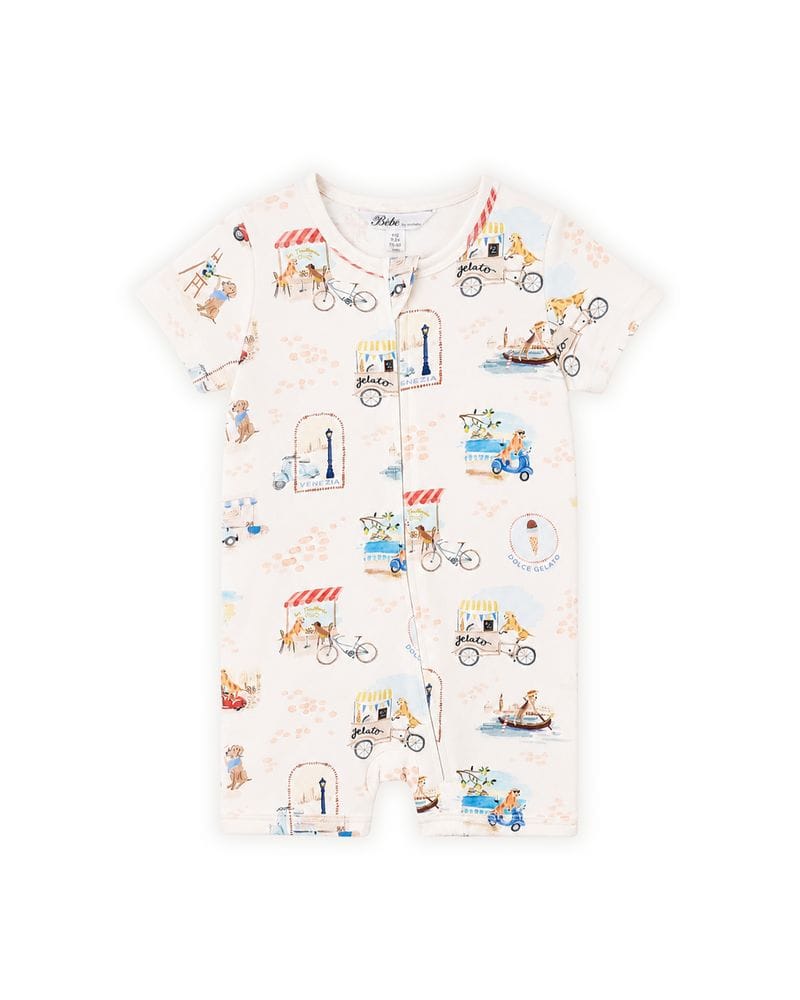Bebe by Minihaha Boys Onesie 0-3M Alexi Organic SS Zip Romper