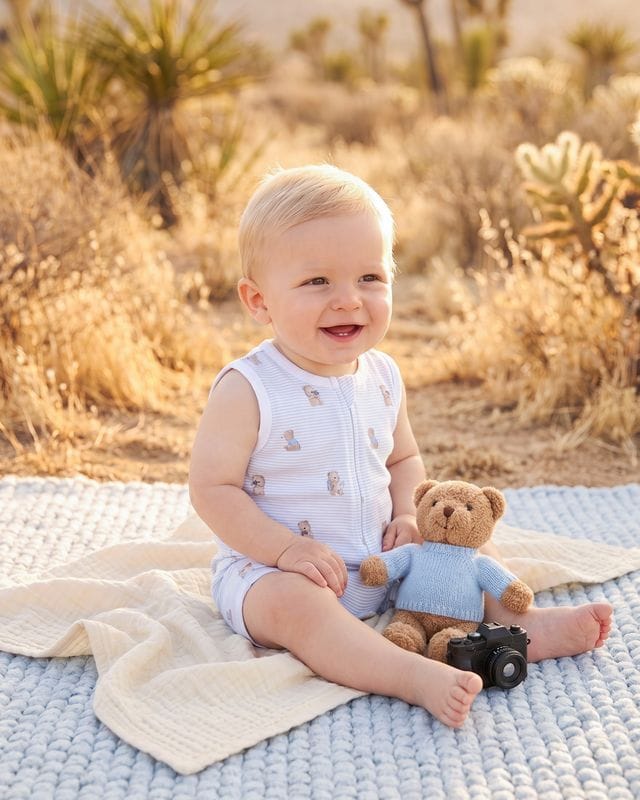 Bebe by Minihaha Boys Onesie 0-3M Brady Stripe Organic Button Up Bodysuit