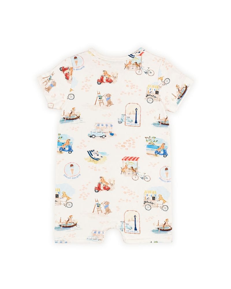 Bebe by Minihaha Boys Onesie Alexi Organic SS Zip Romper
