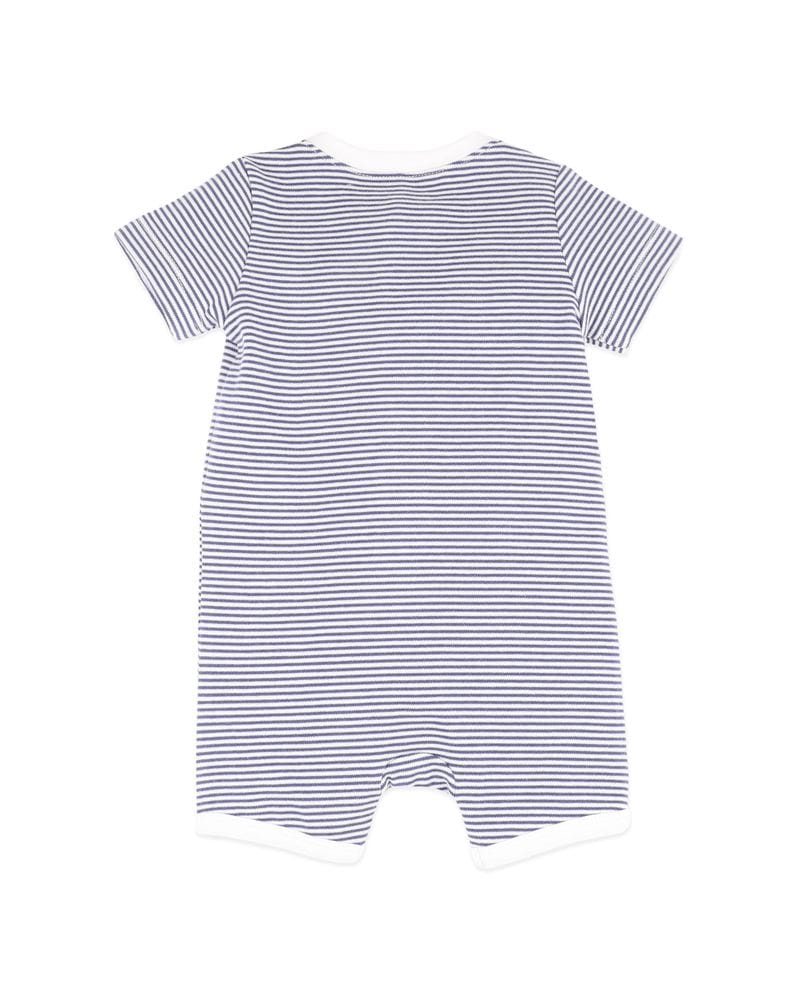Bebe by Minihaha Boys Onesie Alexi Organic Stripe SS Zip Romper