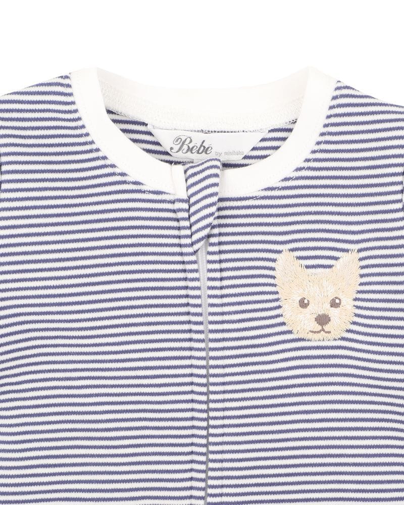 Bebe by Minihaha Boys Onesie Alexi Organic Stripe SS Zip Romper