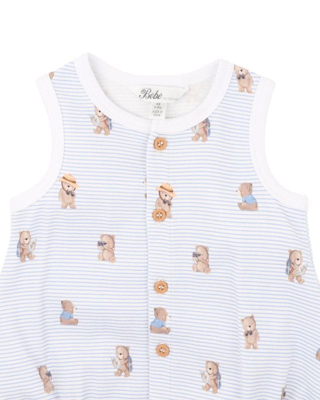 Bebe by Minihaha Boys Onesie Brady Stripe Organic Button Up Bodysuit