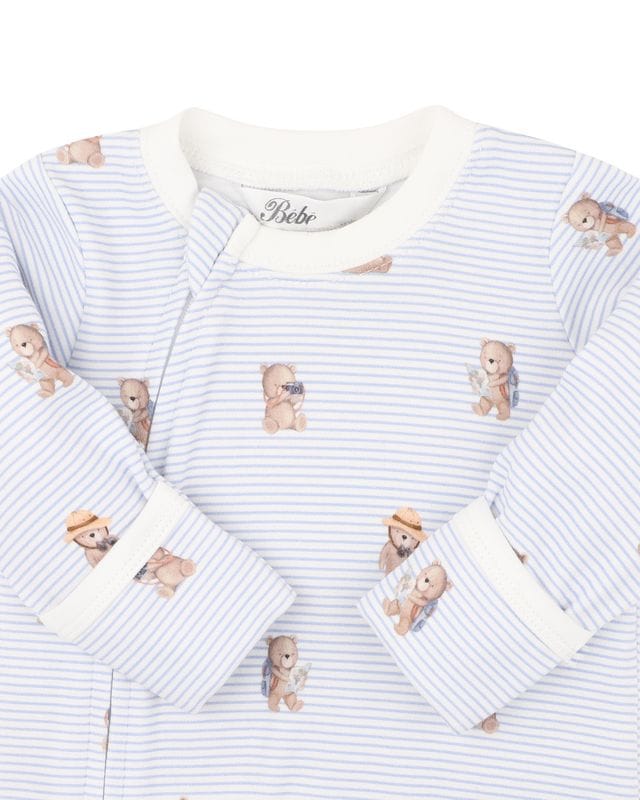 Bebe by Minihaha Boys Onesie Brady Stripe Organic LS Zipsuit