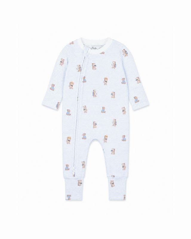Bebe by Minihaha Boys Onesie Brady Stripe Organic LS Zipsuit