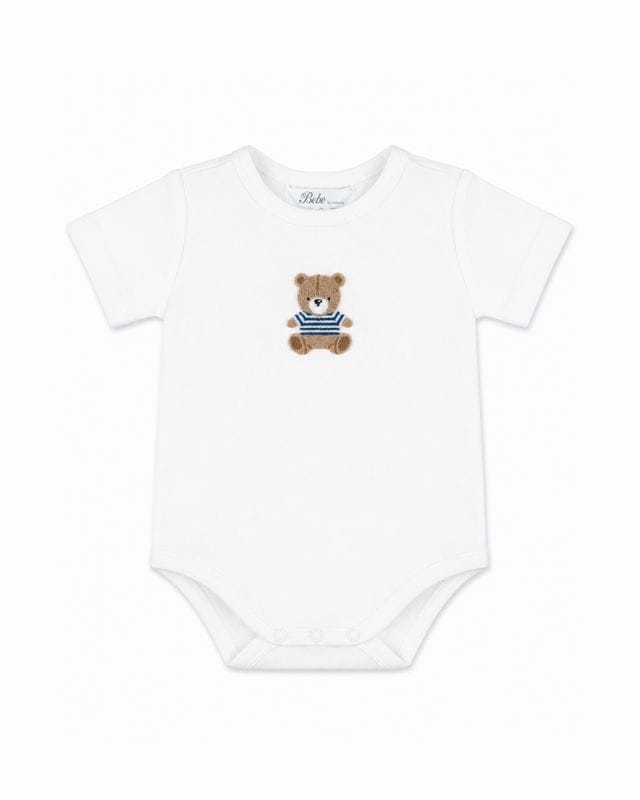 Bebe by Minihaha Boys Onesie NB Brady Organic Bear Bodysuit