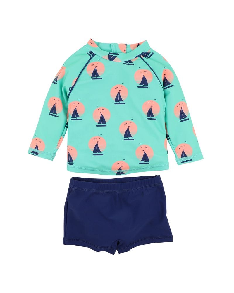 Bebe by Minihaha Boys Swimwear 3-6M Jarvis L/S Rashie & Trunk Set
