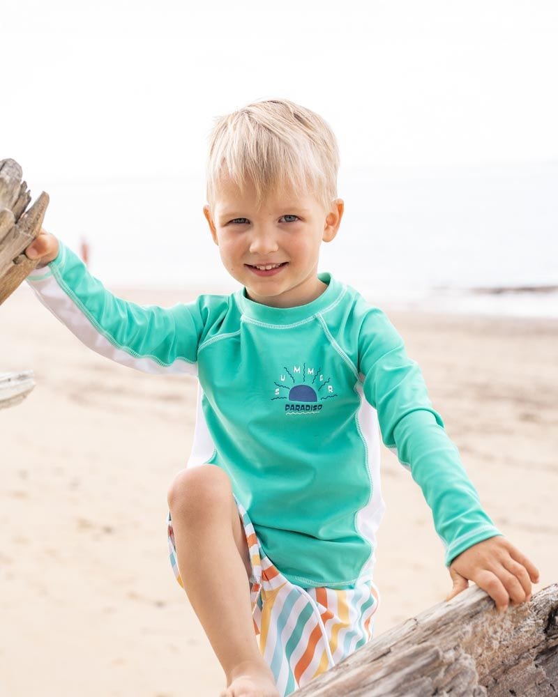 Bebe by Minihaha Boys Swimwear Boys Teal L/S Rash Top