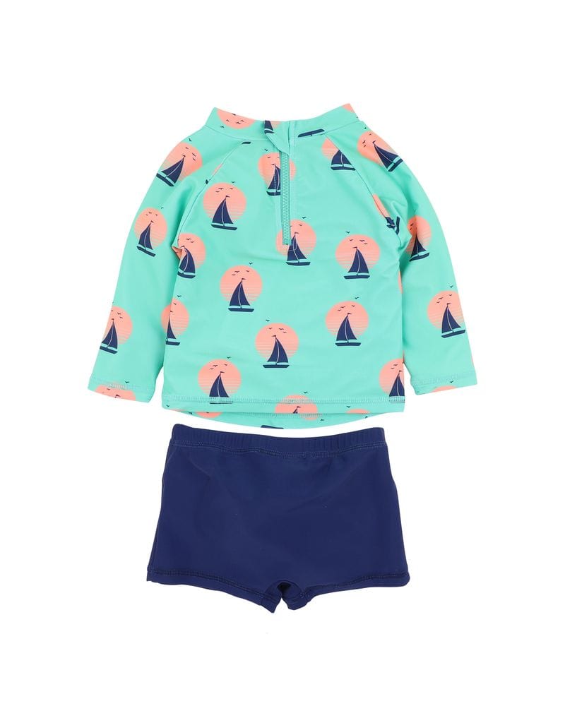 Bebe by Minihaha Boys Swimwear Jarvis L/S Rashie & Trunk Set