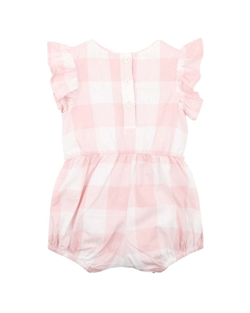 Bebe by Minihaha Girls All In One Lara Embroidered Check Romper