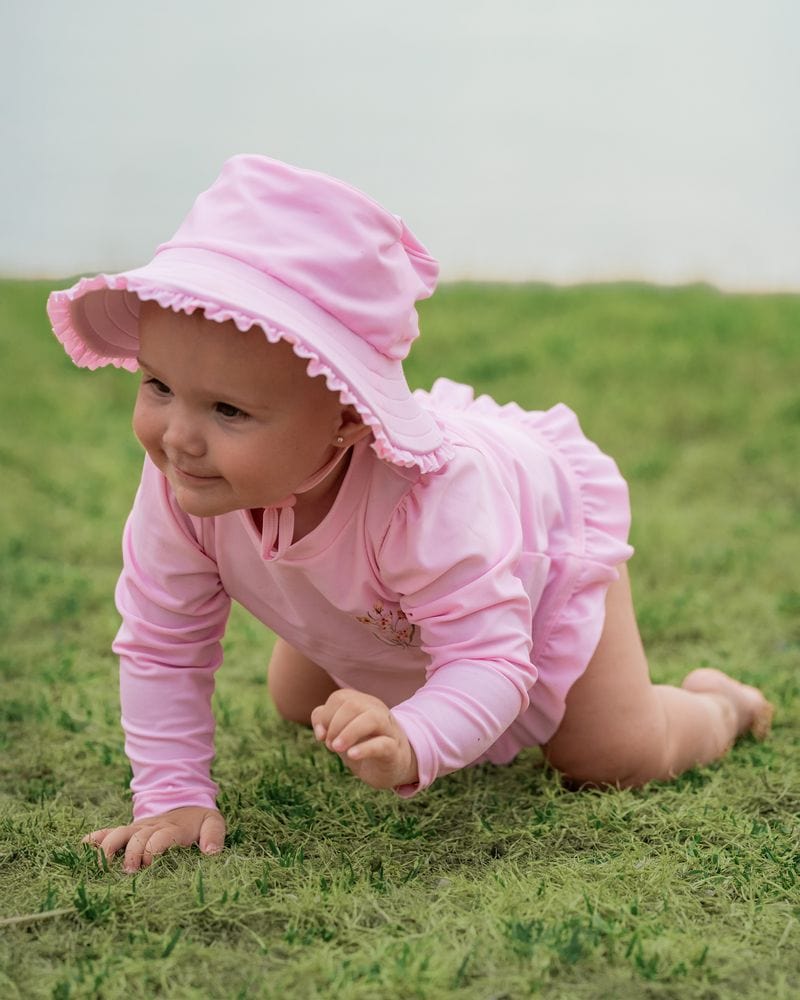 Bebe by Minihaha Girls All In One Pale Pink Sunhat with Quick Release Neck Tie