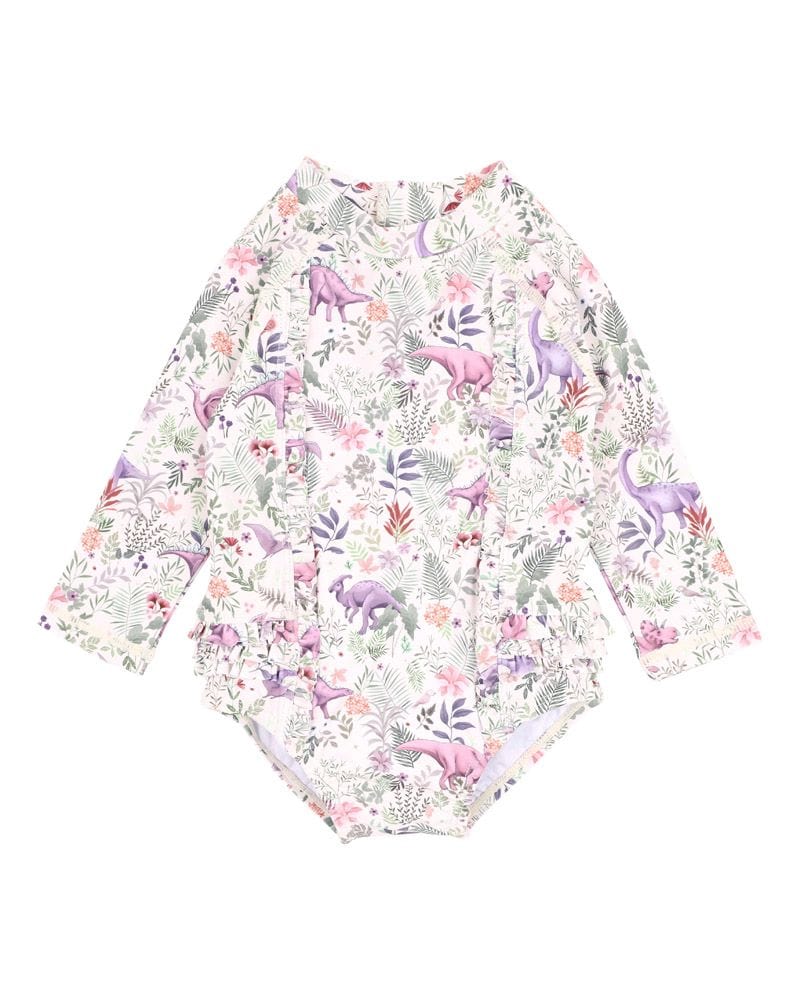 Bebe by Minihaha Girls All In One Rory LS Swimsuit with Swim Nappy