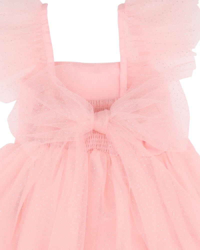 Bebe by Minihaha Girls Dress Festive Pink Glitter Tulle Dress