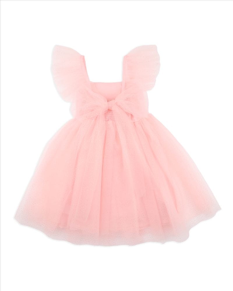 Bebe by Minihaha Girls Dress Festive Pink Glitter Tulle Dress