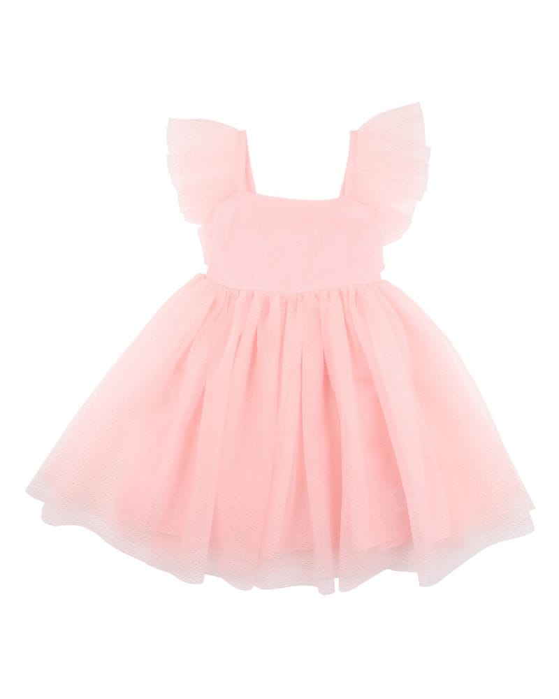 Bebe by Minihaha Girls Dress Festive Pink Glitter Tulle Dress